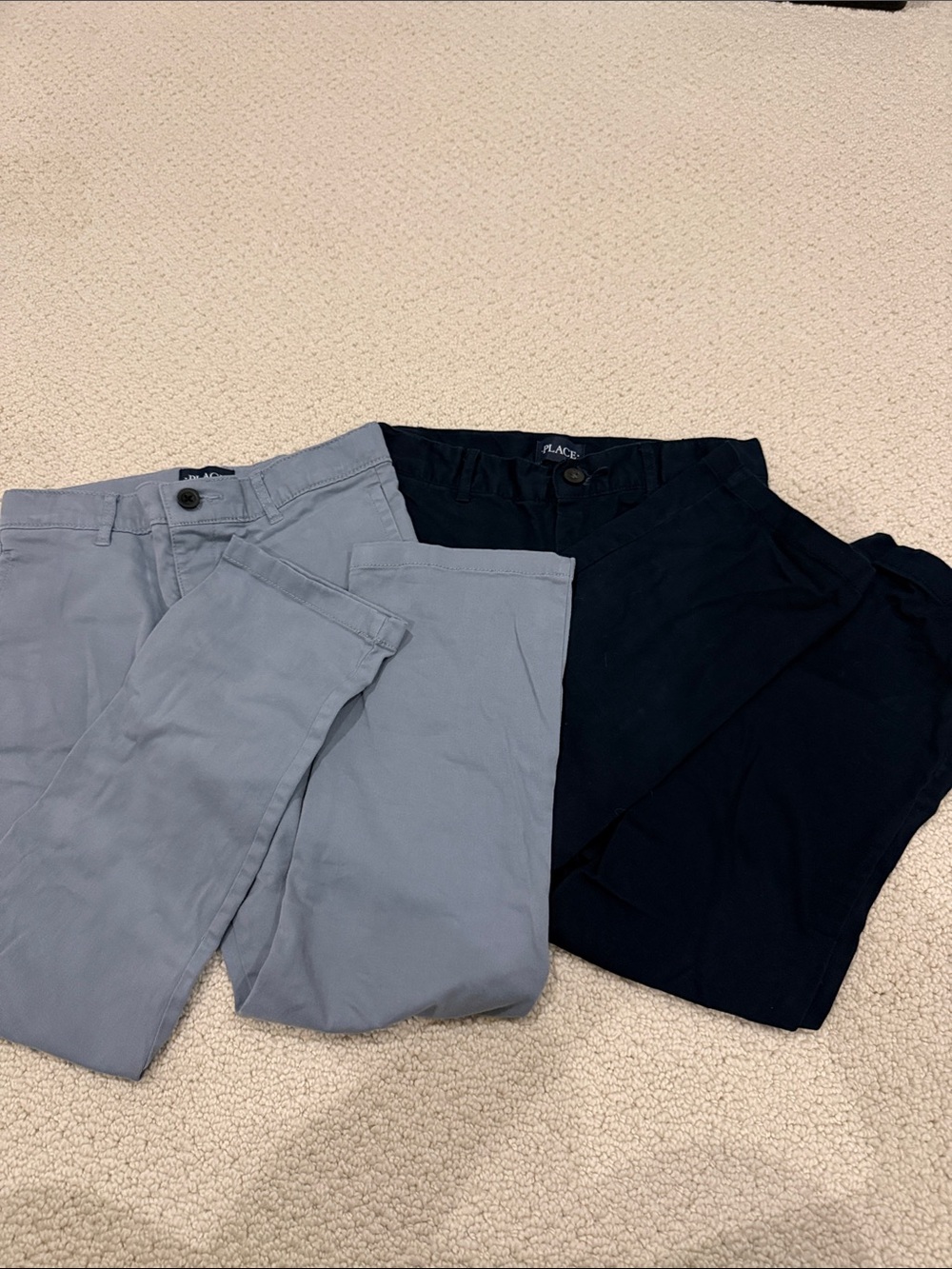 Bundle of 2: Boy’s Stretch Chino Pants - Light Gray & Navy